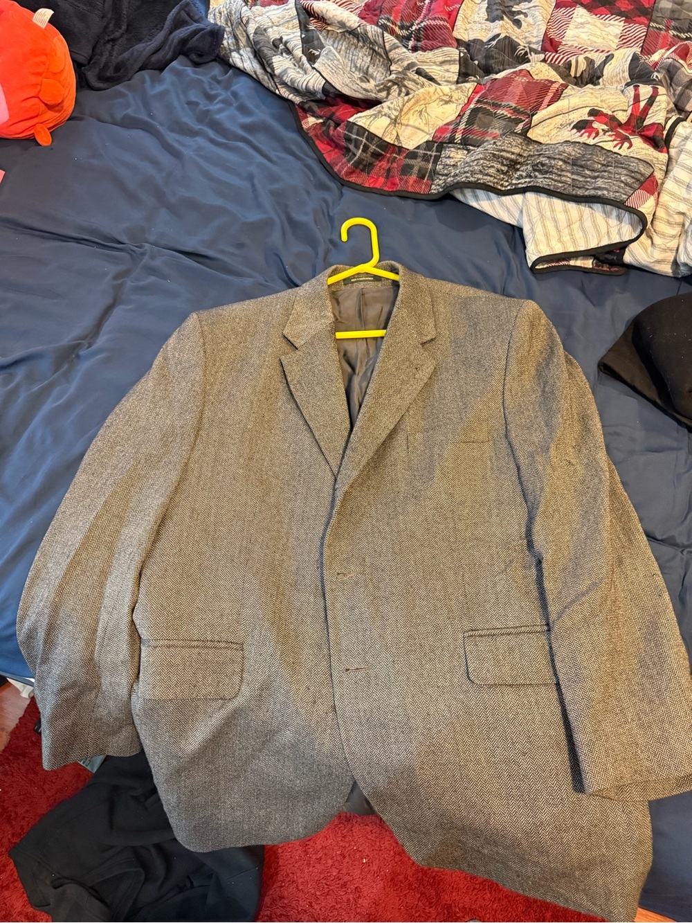 Classic Men's Gray Herringbone Sport Coat Blazer